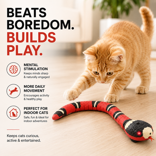 Interactive motion-activated snake cat toy
